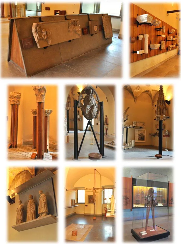 Figura 4.28 - Alguns exemplos de tipos de suportes expositivos utilizados no museu do Castelo Sforzesco