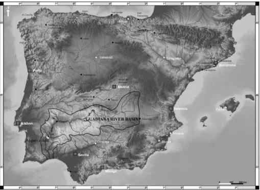 Figure 1. Location of the Guadiana basin in the Iberian Peninsula (Europe).
