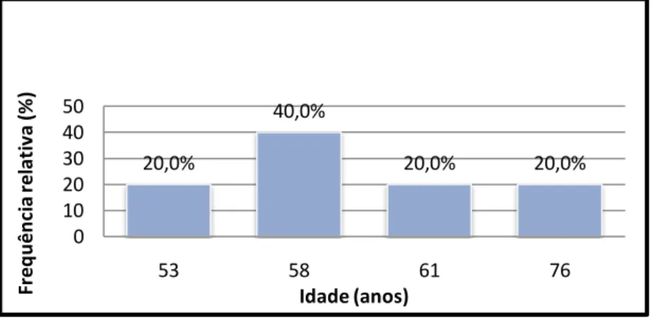 Figura 1 - Distribuição da Frequência relativa da idade dos participantes.  
