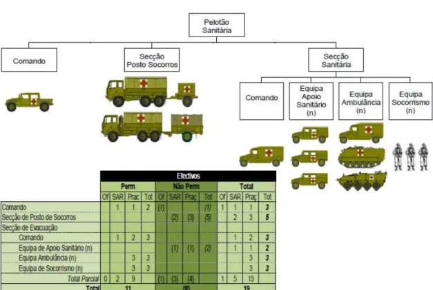 Figura nº 7 - Estrutura de Saúde Militar do Exército – Secção Sanitária. 