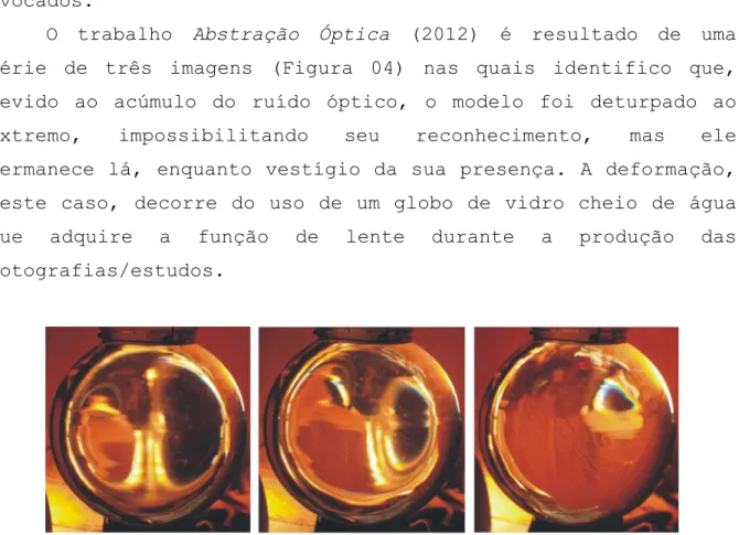 Figura 04 - Abstração óptica [estudos], 2011, fotografias usando globo de  vidro como lente
