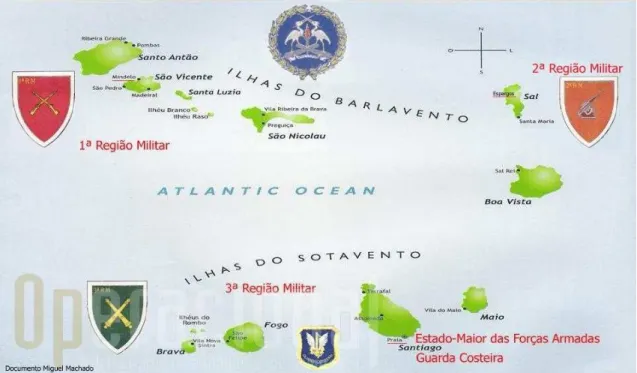 Ilustração 2 - Mapa da disposição territorial das Forças Armadas de Cabo Verde 