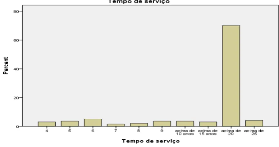 Gráfico 1 – Tempo de serviço dos Policiais Militares entrevistados