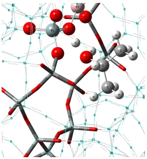 Figura 10- Configuração geométrica do butanol otimizada dentro da H-ZSM-5. 