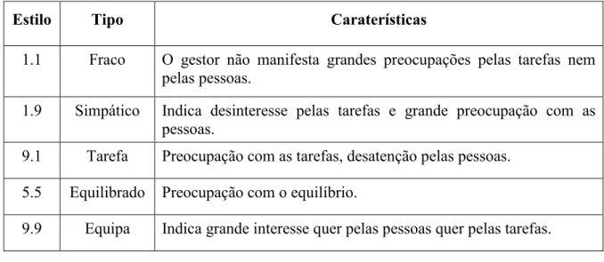 Figura 2  –  Tipos de características dos estilos de liderança. 