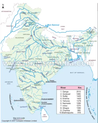 Fig. 6 – Hidrografia  Fonte: http://www.mapsofindia.com/geography/index.html 