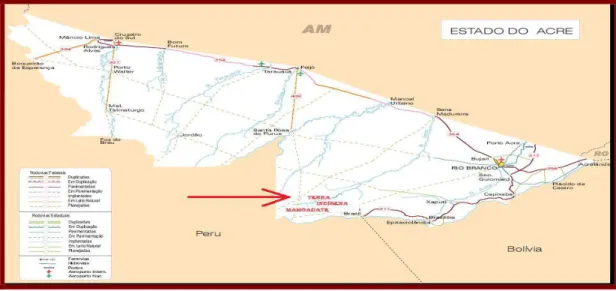 Figura 1: Mapa da localização da Terra Indígena Mamoadate no Acre 3