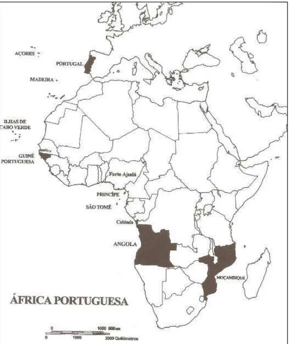 Figura n.º 1  –  Mapa de África e Províncias Ultramarinas 1963  Fonte: (Cann, 2005).