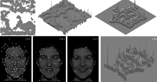 Fig. 9. Top, left to right: saliency maps in 2D and 3D of the traﬃc sign and star object