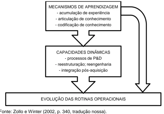 Figura 9 - Aprendizagem, capacidades dinâmicas e rotina operacional 