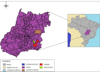 Figure 1. It highlights the municipalities of Ipameri and Pires do Rio, state of Goiás, where the interviews were  conducted.