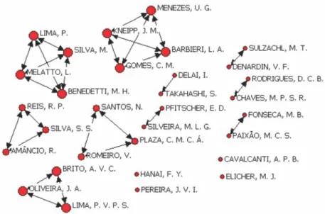 Figura 4 – Análise de redes de cooperação entre   autores do tema sustentabilidade