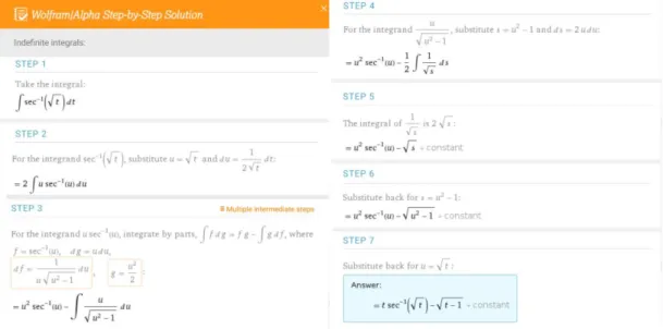 Figura 5: Opção &#34;passo a passo&#34; do Wolfram Alpha. Nessa opção a plataforma  disponibiliza a resolução detalhada do problema apresentado