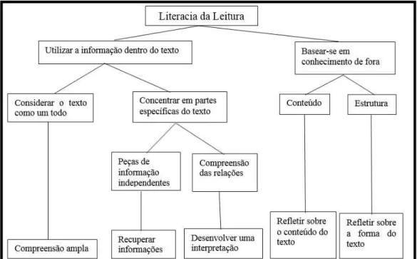 Figura 2 – As caraterísticas distintivas dos cinco aspetos da literacia da leitura   (OCDE, 1999:29)