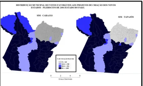 Ilustração 1 – Distribuição da votação do plebiscito no Estado do Pará