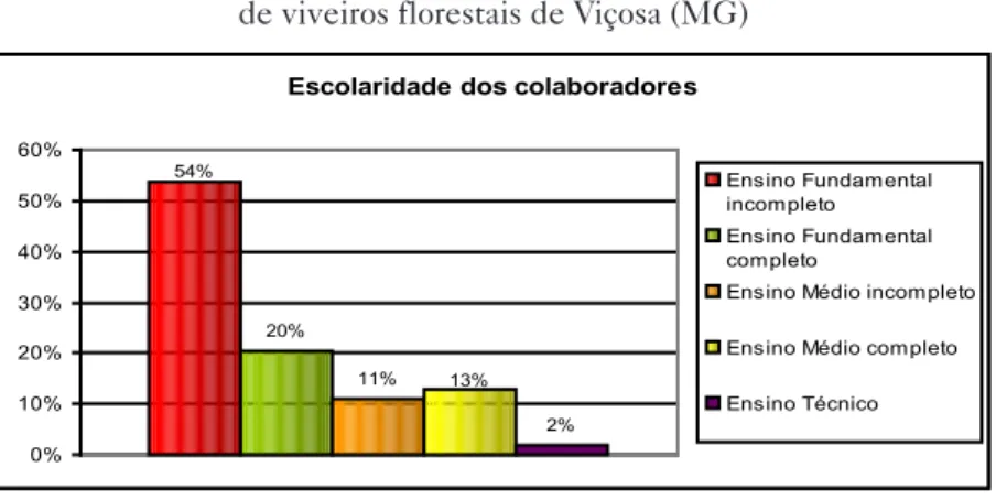 Figura 2 – Nível de escolaridade dos trabalhadores   de viveiros florestais de Viçosa (MG)