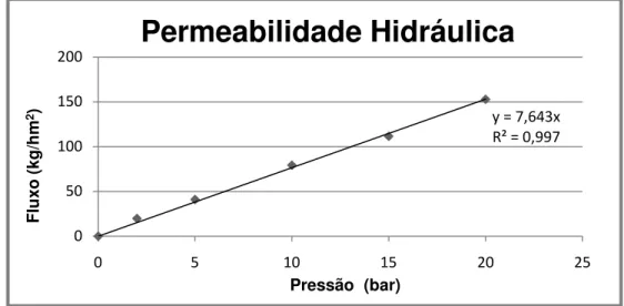 Figura 13. Determinação da permeabilidade hidráulica (NF99, 21°C) 