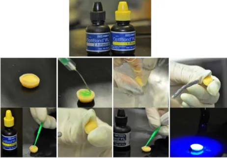 Figura 18  –  Sequência do protocolo da técnica IDS com o sistema adesivo OptibondTM FL (Kerr).