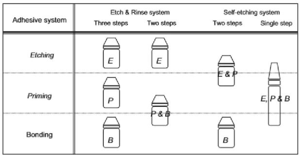 Figura  2  -  Classificação dos sistemas adesivos conforme  o numero de  etapas clínicas (Miyazaki et