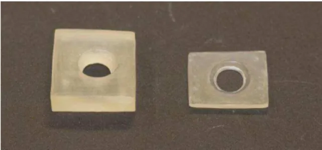 Figura 9. Suportes de 6 mm e 2 mm de altura em resina acrílica transparente 