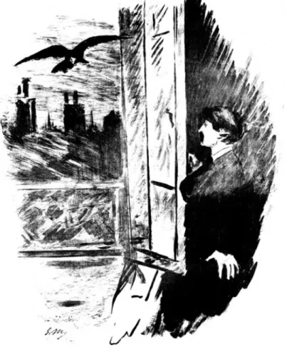 Figura 4 – Ilustração para o Poema O Corvo feita por Édouard  Manet em 1875