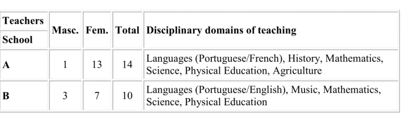 Table 7   Characterization of the two groups of teachers in the project Teachers