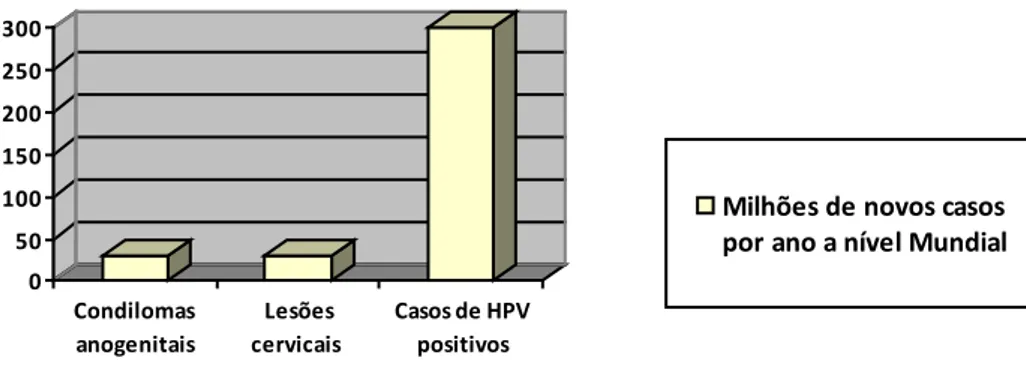 Figura 2:  Incidência mundial est imada do HPV (Adapt ada de Passos et  al. ,  2008) 