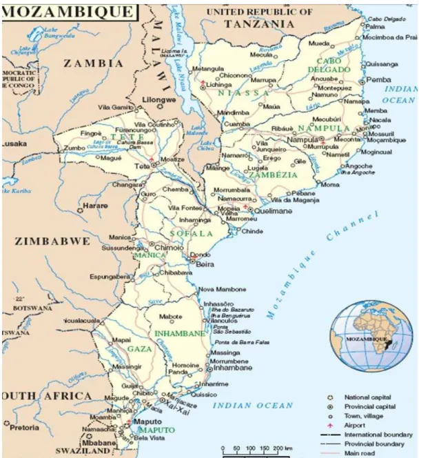 Fig. 4 Fronteiras Terrestres e Linha Costeira de Moçambique 