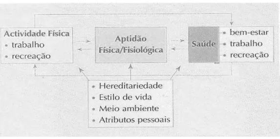 Figura nº1 – Modelo esquemático da relação entre atividade física, aptidão física e saúde 