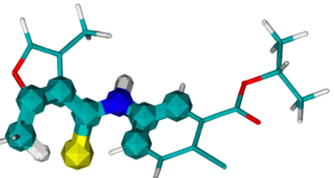 Figure 1: Pattern (wider atoms and bonds) discovered in the DTP AIDS data set using ILP.