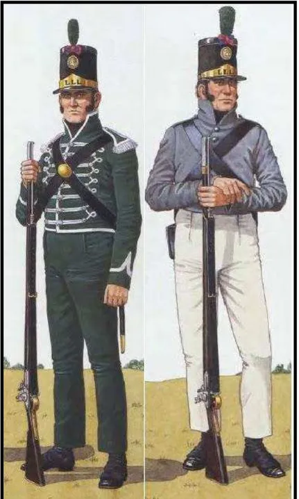 Figura 2 - Uniformes da LLL  – “Fusilier, Loyal Lusitanian Legion , 1808- 11”  &amp;  “ Fusilier, 2 nd  Battalion, Loyal  Lusitanian Legion, 1809-10” 