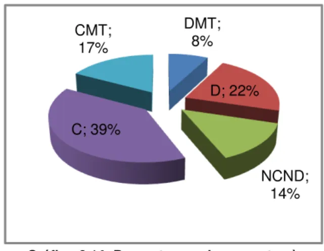 Gráfico 6.14: Percentagem de respostas à  questão 8.  DMT;  3% D; 8% NCND;  20% C; 52%CMT; 17%