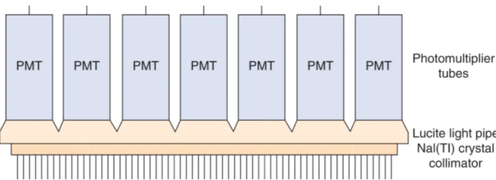 Figure 4 - Diagram representing the components inside a gamma camera (15). 