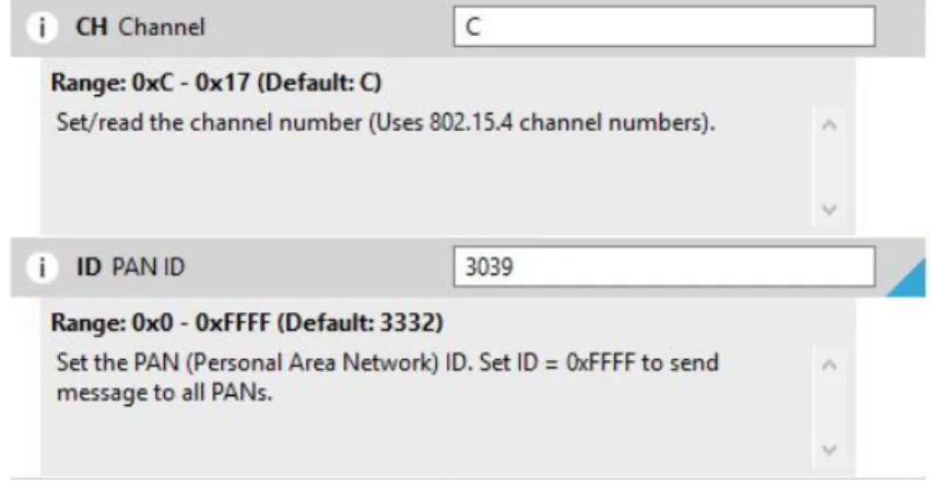 Figure 4.9: 802.15.4 Channel number And PAN Identifier
