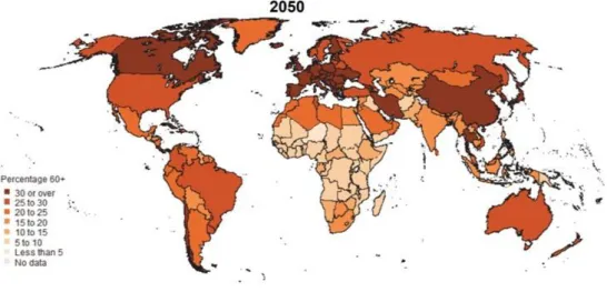 Figura 2. Estimativa percentual da população total com idade de 60 anos ou  mais em 2050