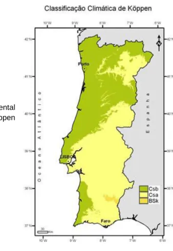 Figura  4|  Clima  de  Portugal  continental  segundo  a  classificação  de  Koppen  (IPMA, 2017)
