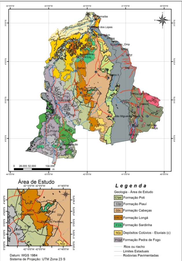 Figura 6: Mapa geológico da sub-bacia do rio Longá, no estado do Piauí. Fonte: PLANAP (2006)