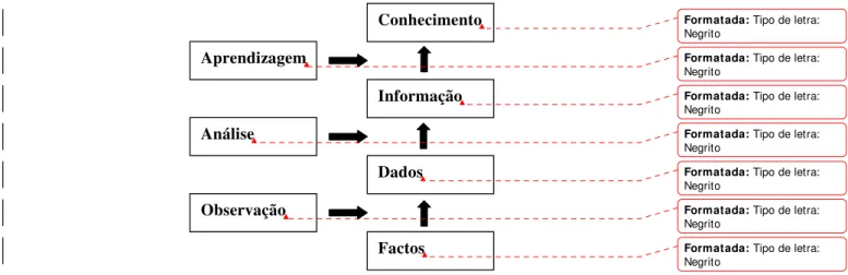 Figura 1 – Relação simplificada entre factos e conhecimento                                                             