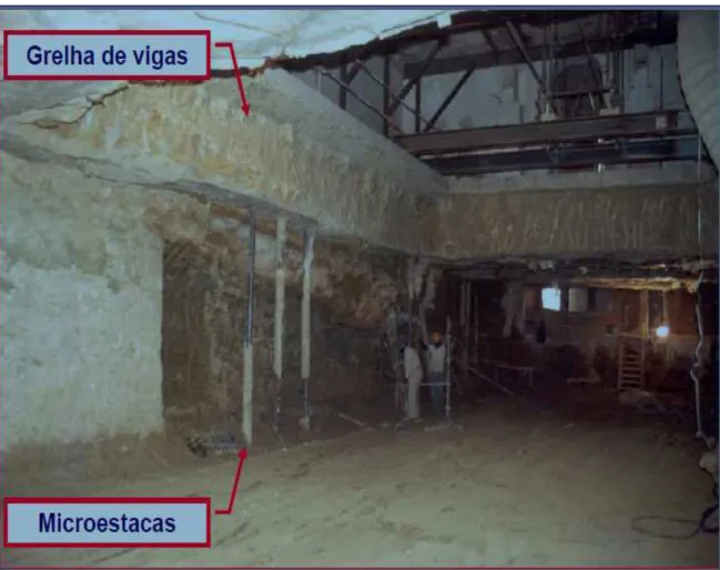 Fig. 15 Vista geral da solução de recalçamento interior do palácio de Sotto Mayor  (www.tecnasol-fge.pt/.../APRESENTACOES_Palacio_SottoMayor.pdf) 