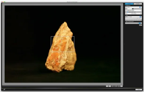 Fig. 39 – janela de enquadramento da função Remote Live View shooting do Canon EOS Utility 