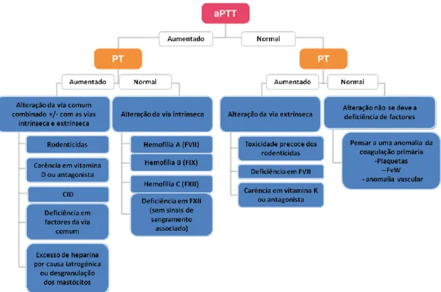 Figura 10: Diagrama dos diferentes resultados dos testes de PT e aPTT  