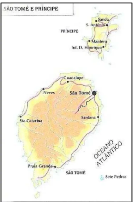 Figura nº 2 - Mapa de São Tomé e Príncipe  Fonte: Adaptado de Circulo de Leitores, 1994 
