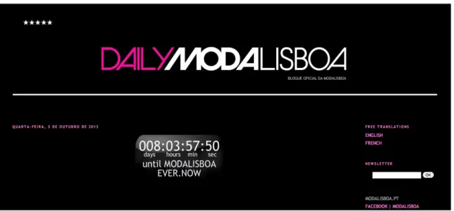 Figura 17: Homepage do website relativo à Press Room da Associação ModaLisboa  Fonte: ModaLisboa (2013b) 
