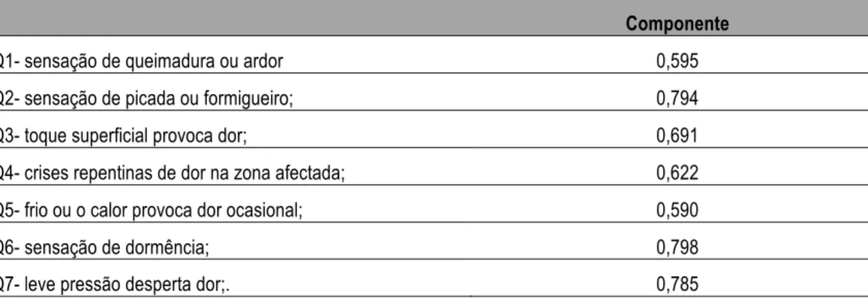 Tabela 6 – Peso factorial dos itens  