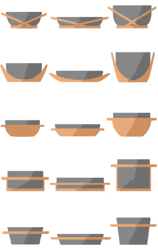 Figura 3 – Estudo de encaixe de pegas e base de quentes em madeira. 