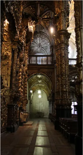 Fig. 8. Pormenor de uma das três naves da igreja do Convento  de S. Francisco, Porto (fotografia da Fundação Cupertino de  Miranda)