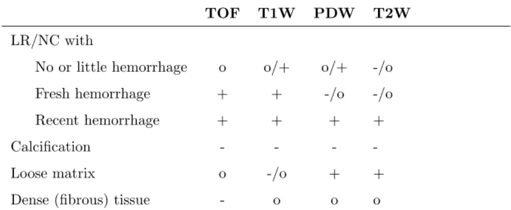 Table 2: Tissue classification criteria proposed by Saam et al. (2005).