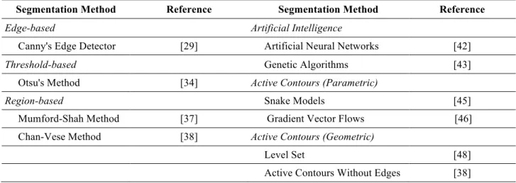 Table 2: Image Processing – Segmentation (examples).