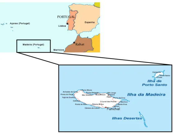 Figura II. 3 - Arquipélago da Madeira, Fonte: guiageo-portugal.com, adpatado 