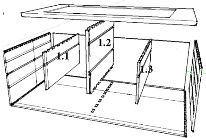 Figura 45 Método construtivo das travessas verticais presentes no interior da estrutura da fábrica do  contador